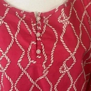 Talbots | Tops | Talbots Pink Popover 34 Sleeve Blouse Rope Print ...